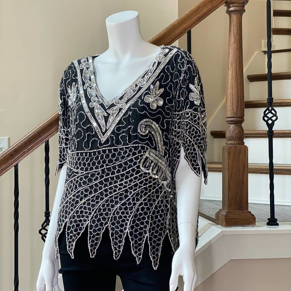 Vintage Shakti Shark Bite Beaded Top, M0578 - Picture 2 of 8